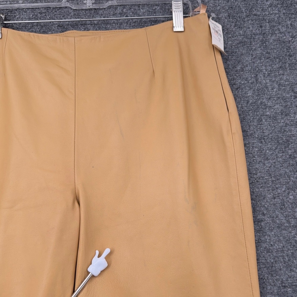 Siena Studio Women Camel Leather Pants Straight Leg High Rise Size 12 NWT - Picture 10 of 10